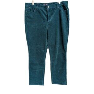 NEW Talbots Heritage Pants Women's Size 20 Plus Corduroy Straight Leg Green Teal